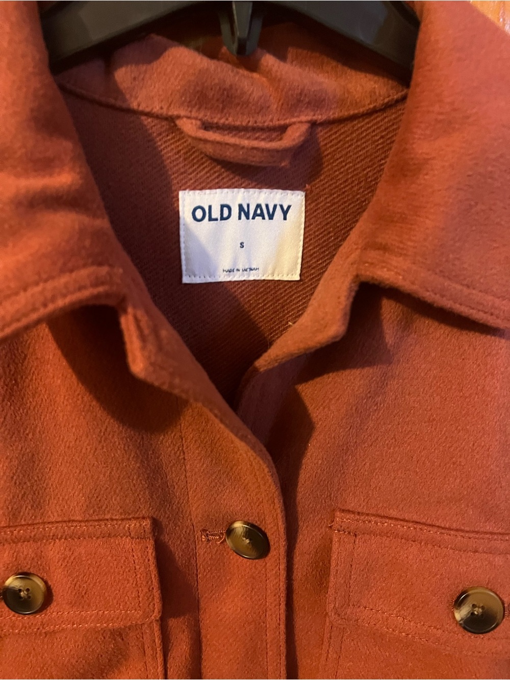 Old Navy Rust Button-Front Shacket - Picture 2 of 3